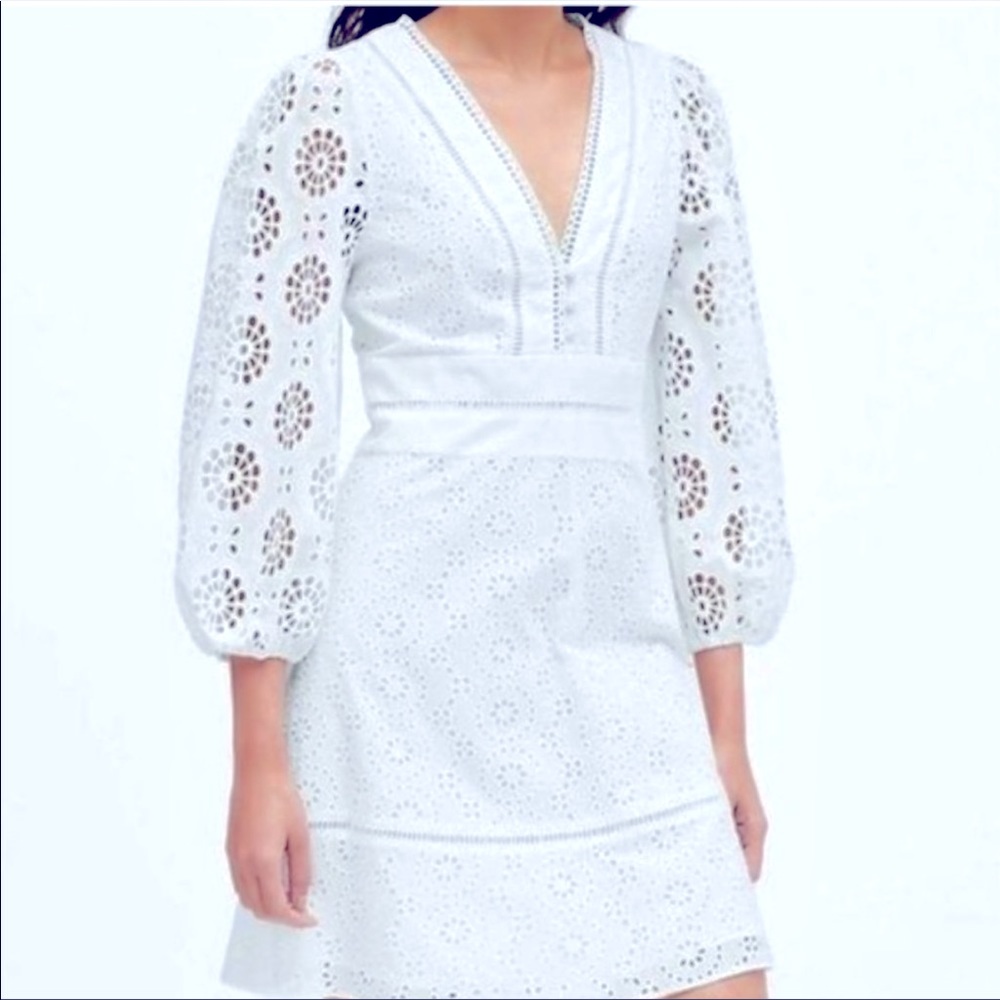 Banana Republic White Eyelet Fit & Flare Dress 12